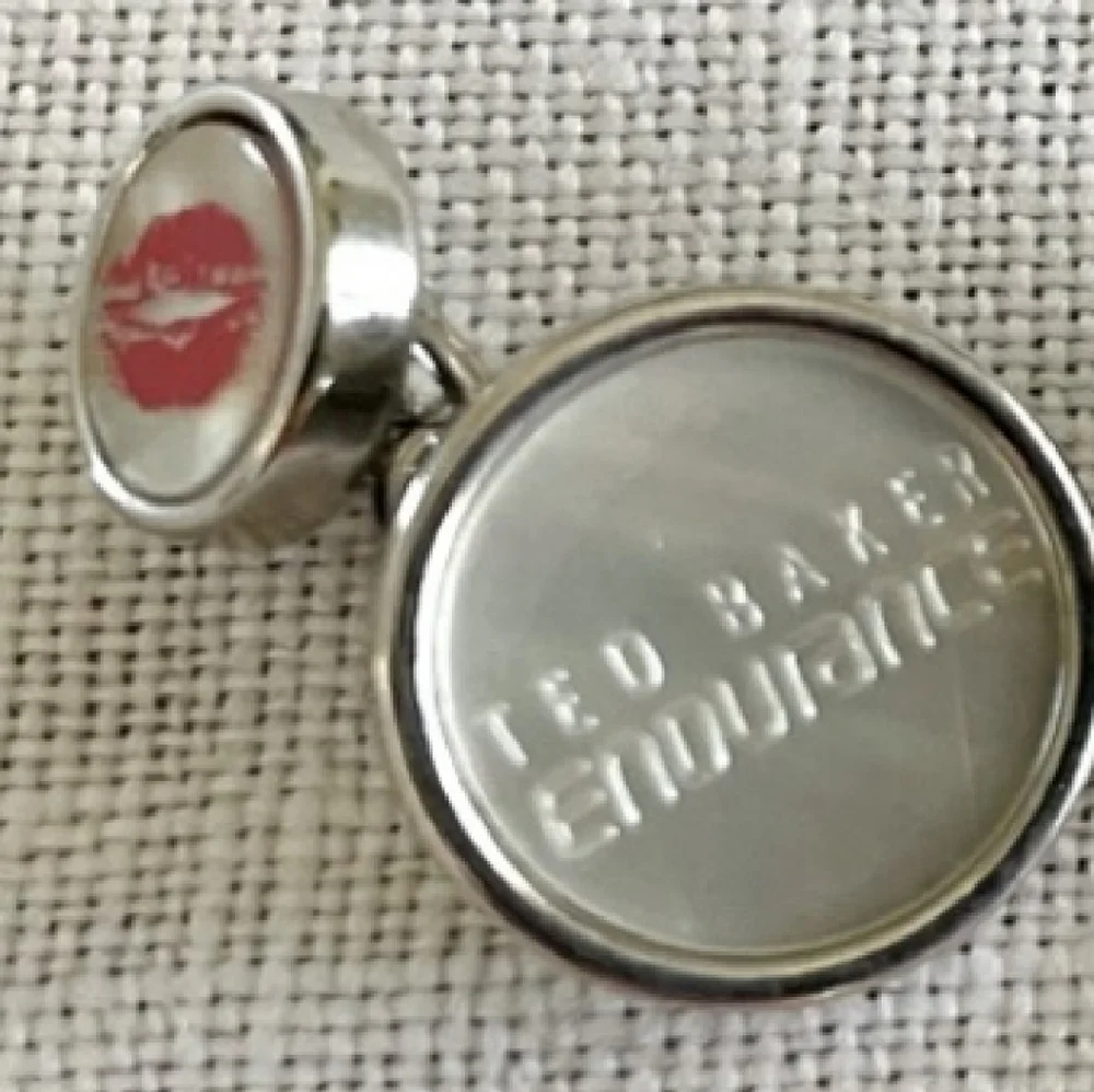 Ted Baker Endurance Men's Silver Red Lip Mother of Pearl Cufflinks